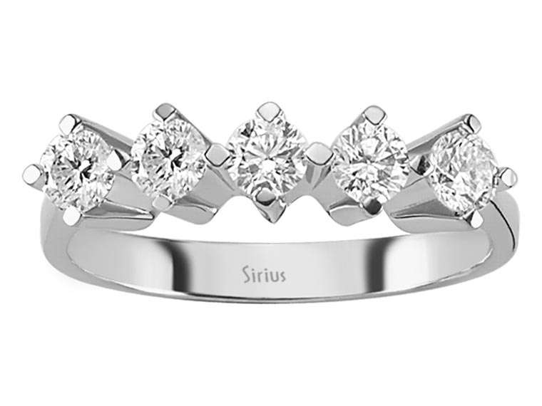 0,68 Karat Diamant 5 Diamanten Allianz - handgefertigter Diamantschmuck aus Feingold | Sirius Diamant
