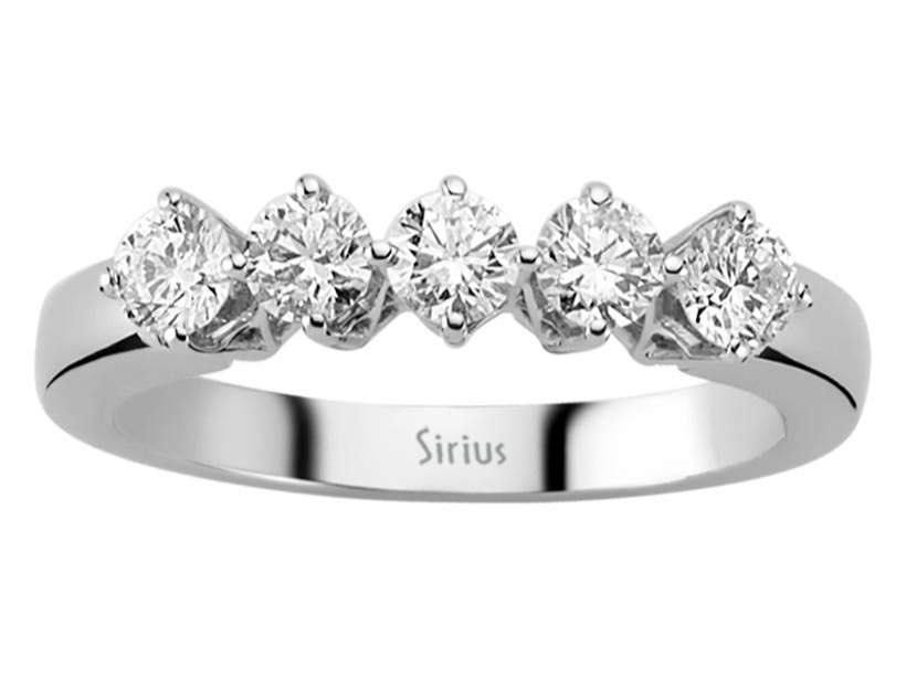 0,77 Karat Diamant 5 Diamanten Allianz - handgefertigter Diamantschmuck aus Feingold | Sirius Diamant