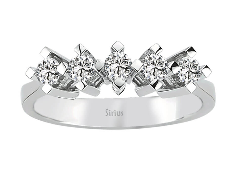 0,41 Karat Diamant 5 Diamanten Allianz - handgefertigter Diamantschmuck aus Feingold | Sirius Diamant