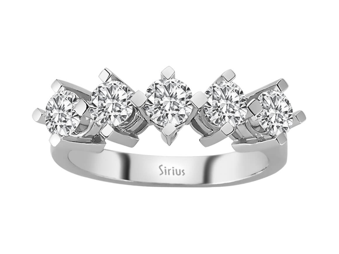 1,27 Karat Diamant 5 Diamanten Allianz - handgefertigter Diamantschmuck aus Feingold | Sirius Diamant