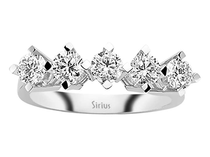 1,26 Karat Diamant 5 Diamanten Allianz - handgefertigter Diamantschmuck aus Feingold | Sirius Diamant