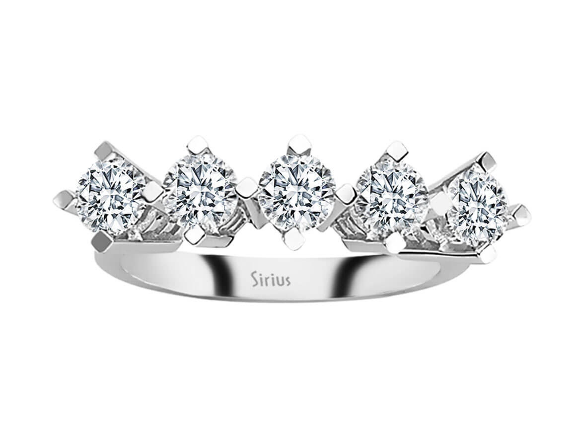 1,55 Karat 5 Diamanten Allianz - handgefertigter Diamantschmuck aus Feingold | Sirius Diamant
