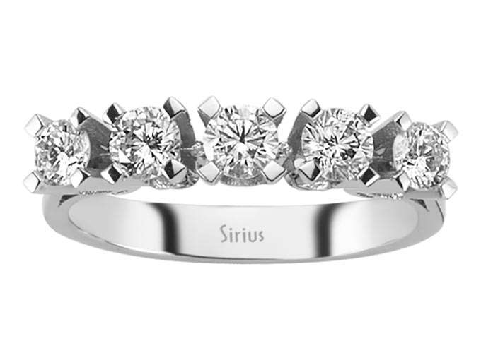 0,92 Karat Diamant 5 Diamanten Allianz - handgefertigter Diamantschmuck aus Feingold | Sirius Diamant