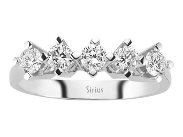 0,61 Karat Diamant 5 Diamanten Allianz - handgefertigter Diamantschmuck aus Feingold | Sirius Diamant