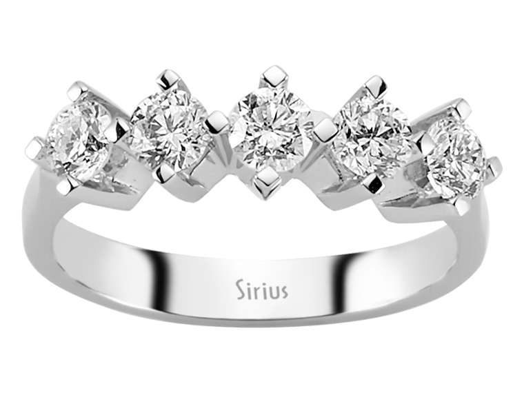 1 Karat Diamant 5 Diamanten Allianz - handgefertigter Diamantschmuck aus Feingold | Sirius Diamant