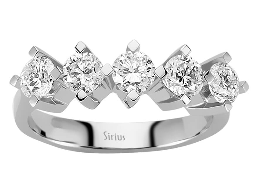 1,48 Karat Diamant 5 Diamanten Allianz - handgefertigter Diamantschmuck aus Feingold | Sirius Diamant