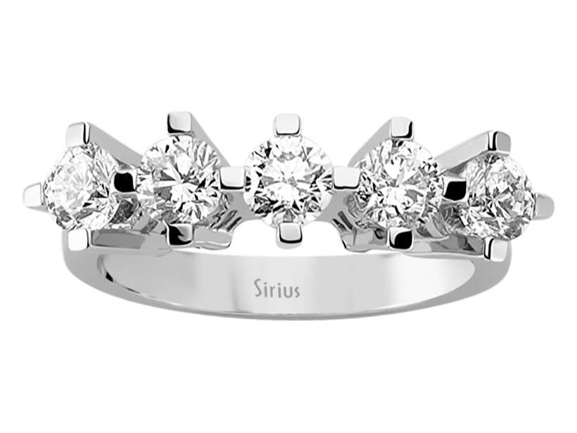 1,42 Karat Diamant 5 Diamanten Allianz - handgefertigter Diamantschmuck aus Feingold | Sirius Diamant