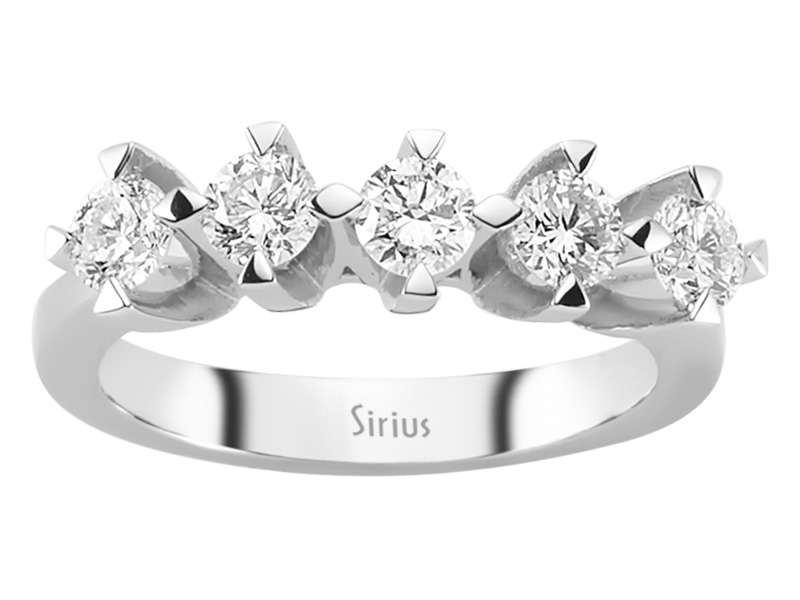 0,90 Karat Diamant 5 Diamanten Allianz - handgefertigter Diamantschmuck aus Feingold | Sirius Diamant