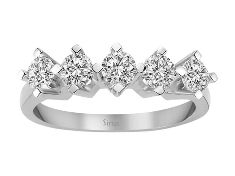 0,89 Karat Diamant 5 Diamanten Allianz - handgefertigter Diamantschmuck aus Feingold | Sirius Diamant