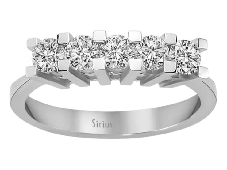 0,84 Karat Diamant 5 Diamanten Allianz - handgefertigter Diamantschmuck aus Feingold | Sirius Diamant