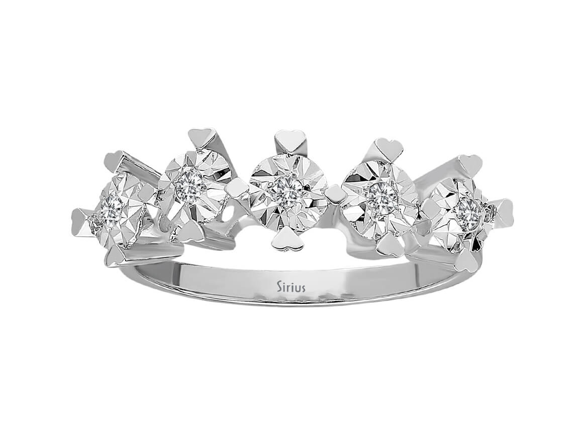1,50 Carat 5 Diamanten Effekt Allianz - handgefertigter Diamantschmuck aus Feingold | Sirius Diamant