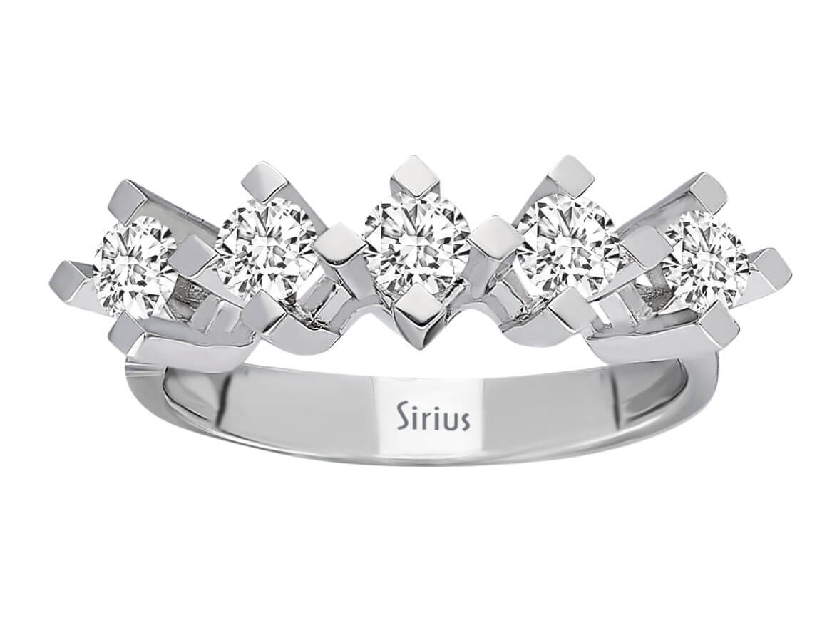 0,80 Carat Diamant 5 Diamanten Allianz - handgefertigter Diamantschmuck aus Feingold | Sirius Diamant