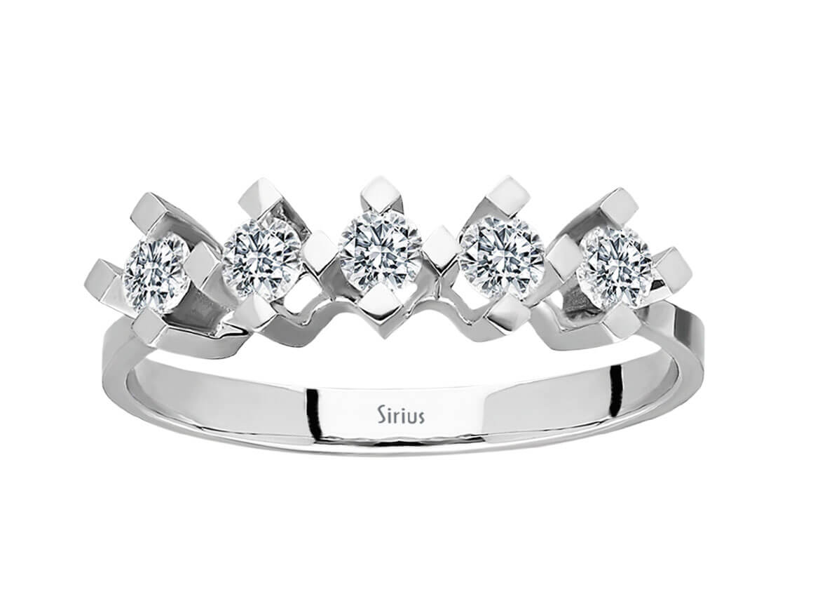 0,55 Carat Diamant 5 Diamanten Allianz - handgefertigter Diamantschmuck aus Feingold | Sirius Diamant