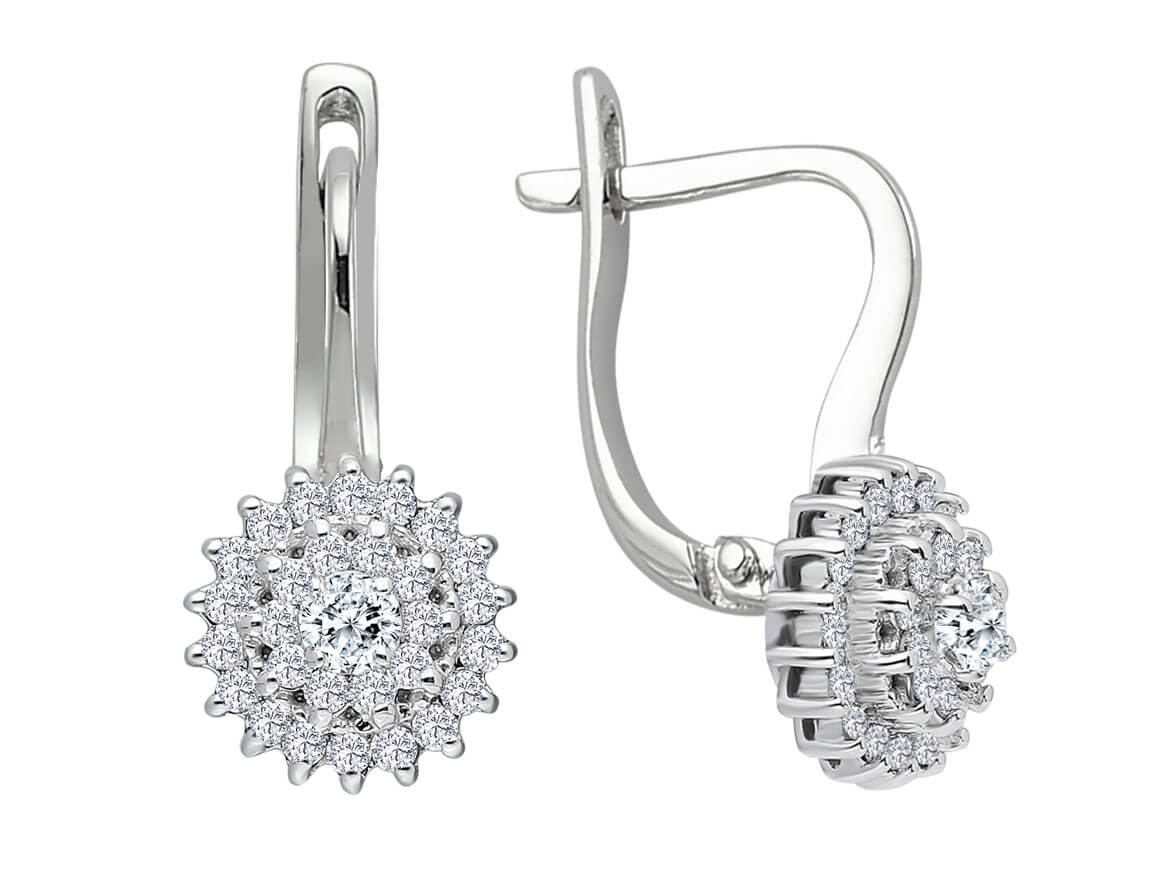 Diamond Gerbera Flower Earrings in 14K Gold