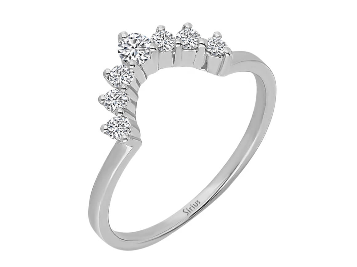 Diamond crescent ring in 14K white gold