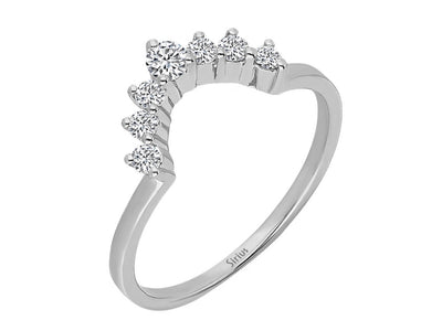 Diamond crescent ring in 14K white gold