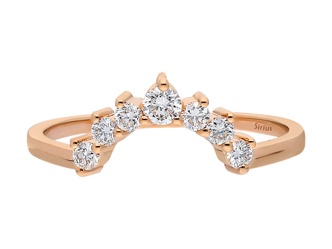 Diamond crescent rose ring in 14K red gold