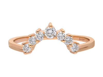 Diamond crescent rose ring in 14K red gold