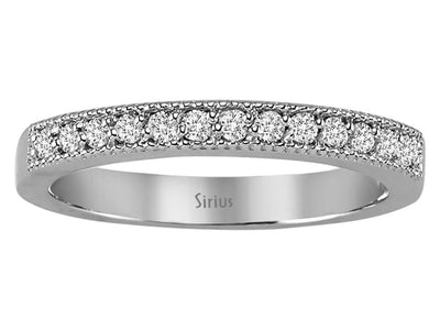 Alliance demi-ronde en or blanc 585 14 carats avec diamants de 0,20 carat