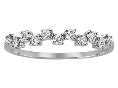 Alliance demi-ronde en or blanc 14 carats avec diamants de 0,34 carat