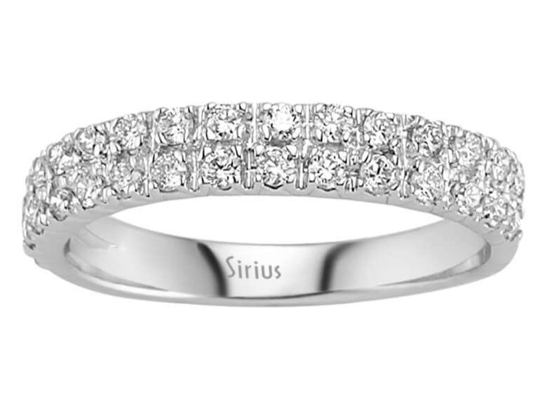 Alliance demi-ronde à deux rangs de diamants de 0,41 carat