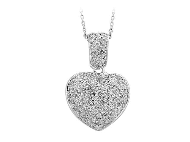 F Farbe 0,92 Gesamtkarat Diamant Herz Collier in 585er 14 Karat Weißgold - handgefertigter Diamantschmuck aus Feingold | Sirius Diamant