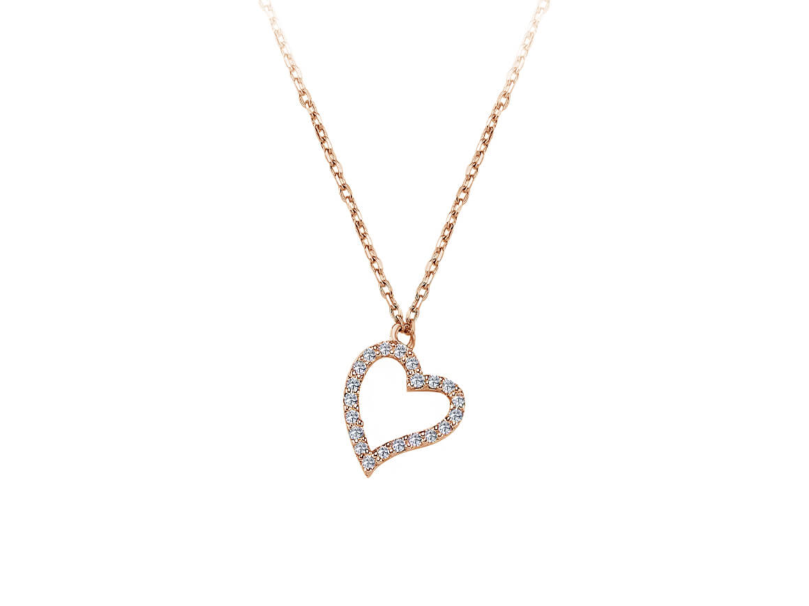 F Farbe 0,08 Gesamtkarat Diamant Herz Collier in 333er 8 Karat Rotgold - handgefertigter Diamantschmuck aus Feingold | Sirius Diamant