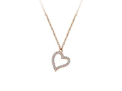 F Farbe 0,08 Gesamtkarat Diamant Herz Collier in 333er 8 Karat Rotgold
