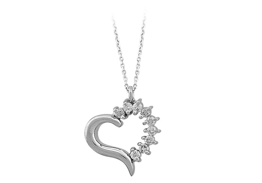 Collier cœur en or blanc 333 8 carats avec diamant de 0,14 carat