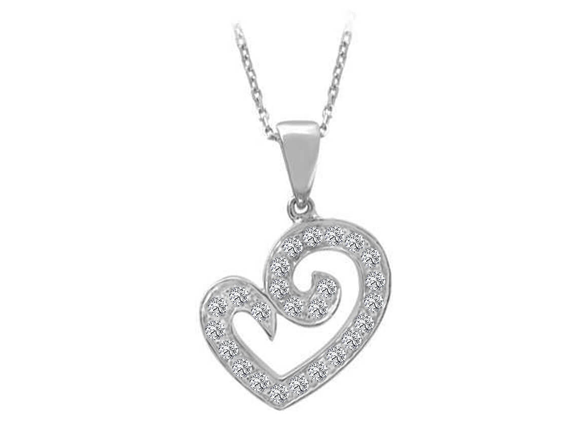 Collier cœur en diamant de 0,25 carat en or blanc 333 8 carats