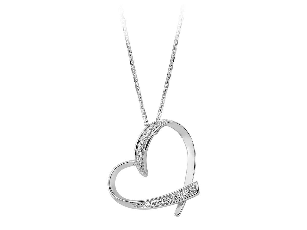 0,06 Karat Diamant Herz Collier in 333er 8 Karat Weißgold - handgefertigter Diamantschmuck aus Feingold | Sirius Diamant