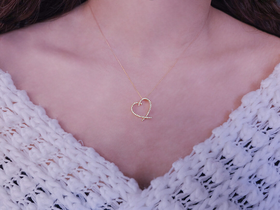 Collier coeur en diamant de 0,29 carat
