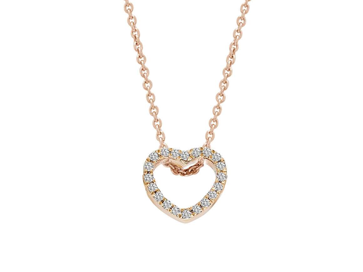 Diamant Herz Schmuckset in 585er 14 Karat Rosegold/Rotgold – handgefertigter Diamantschmuck aus Feingold | Sirius Diamant