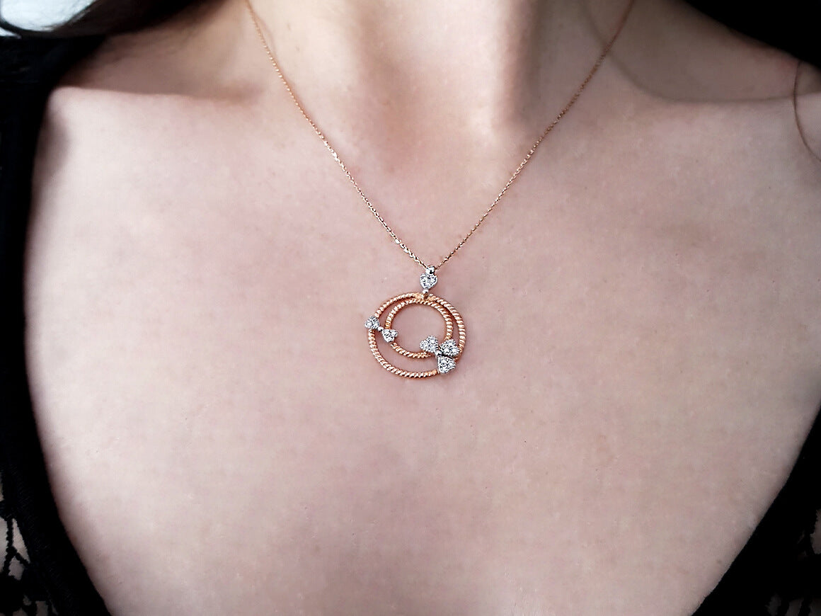 Diamant Herzmustersringe Collier in 585er 14 Karat Weißgold