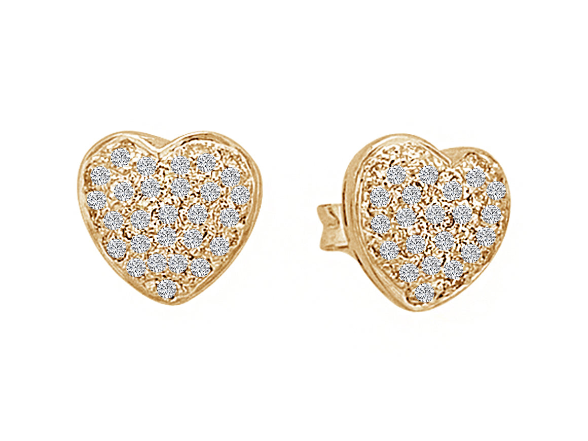 Total 0.35 carat diamond heart earrings