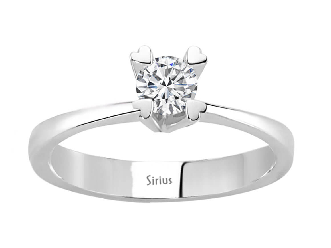 0,26 Karat Diamant Herzkrappen Solitär Ring in 14 K Weißgold - handgefertigter Diamantschmuck aus Feingold | Sirius Diamant