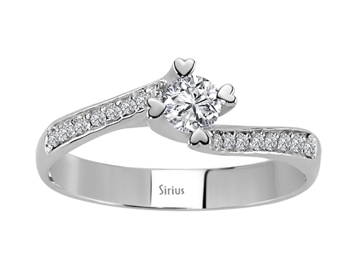 Bague solitaire en forme de cœur avec diamant de 0,28 carat