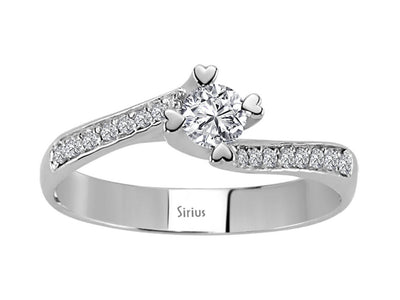 Bague solitaire en forme de cœur avec diamant de 0,28 carat