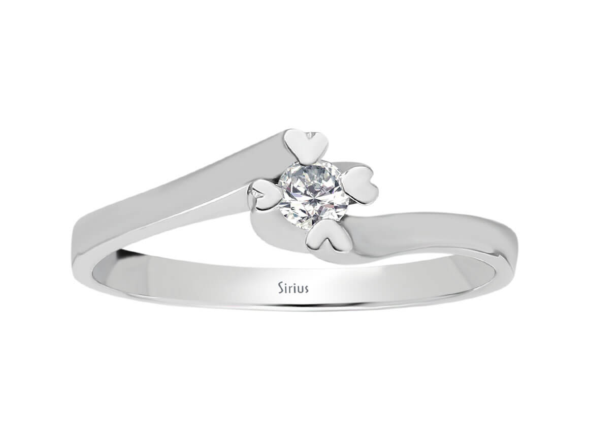 0,08 Karat Diamant Solitaire Herz Ring in 333er 8K Weissgold - handgefertigter Diamantschmuck aus Feingold | Sirius Diamant
