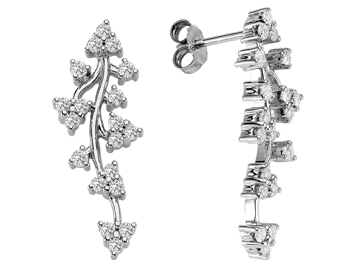 Boucles d'oreilles ressort en or blanc 585 14 carats avec diamant de 1,10 carat
