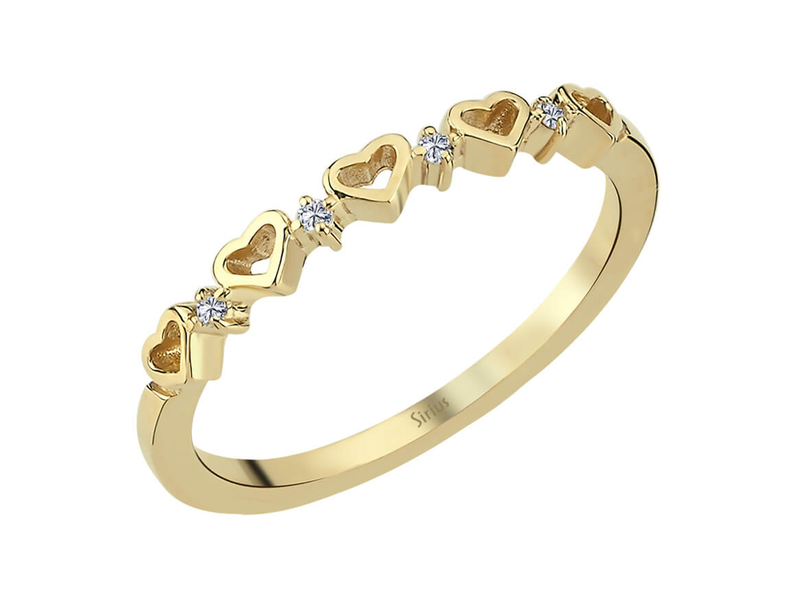 5 Herzen Ring in Gelbgold - handgefertigter Diamantschmuck aus Feingold | Sirius Diamant