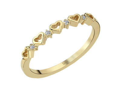 5 Hearts Ring in Yellow Gold