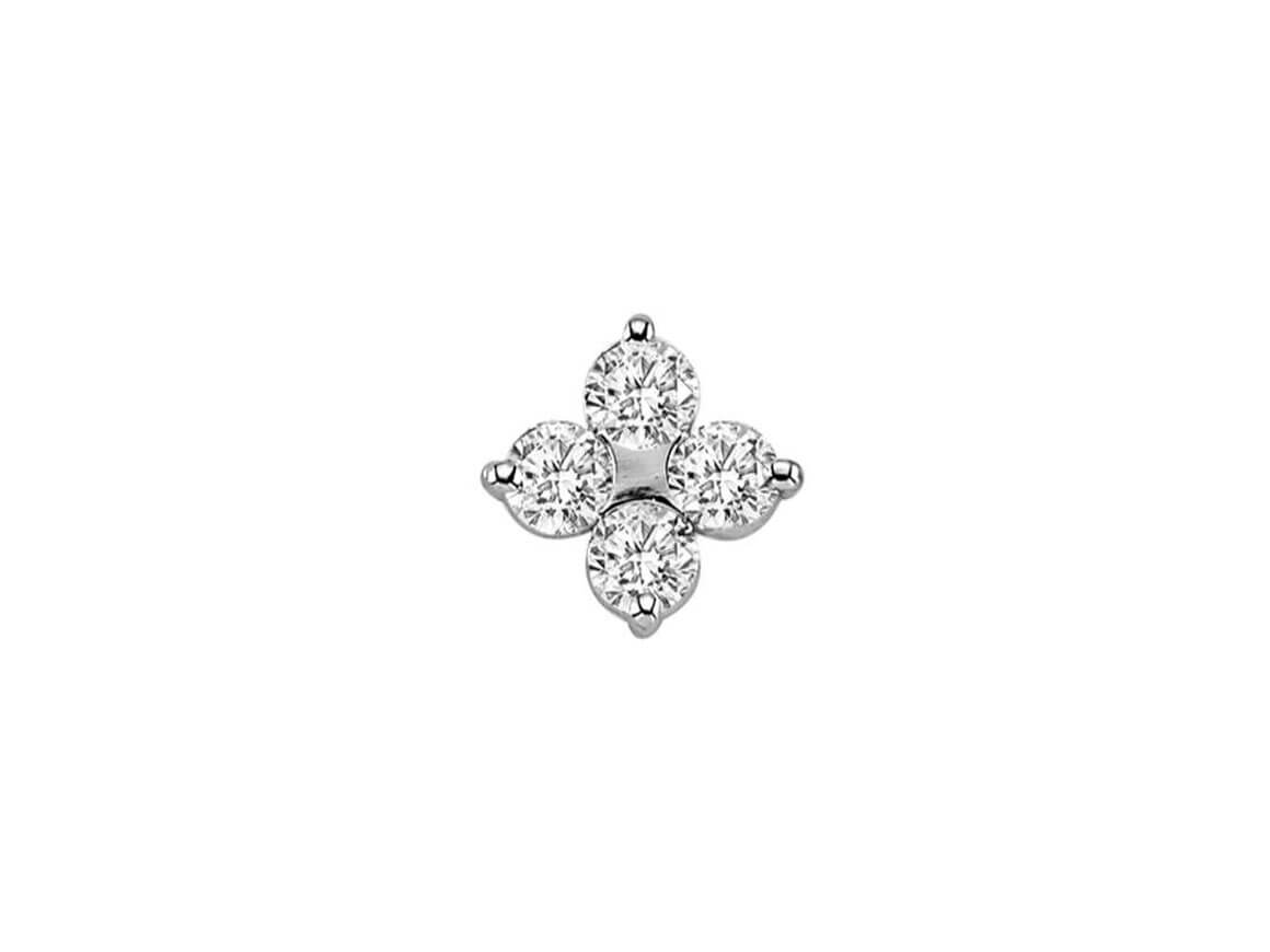 0.18 total carat diamond clover men's earring in 8 K white gold