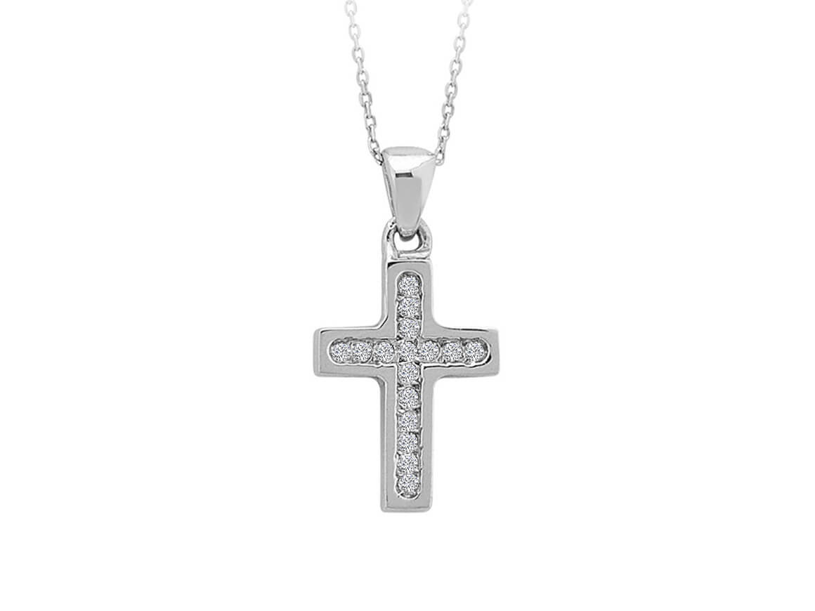 Diamant Kreuz Collier in 750er 18 K Weißgold - handgefertigter Diamantschmuck aus Feingold | Sirius Diamant