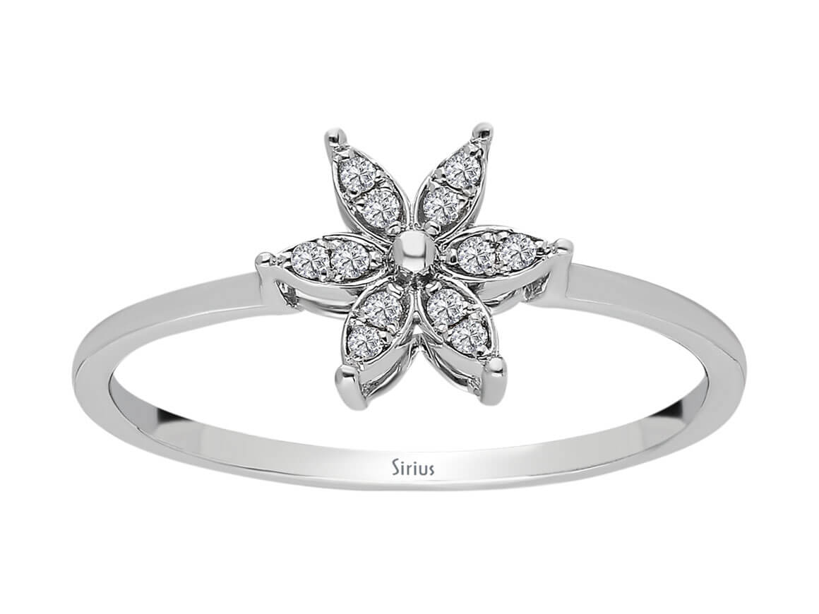 Diamond crocus flower jewelry set in 14 carat white gold.