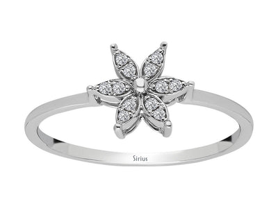Diamond crocus flower jewelry set in 14 carat white gold.