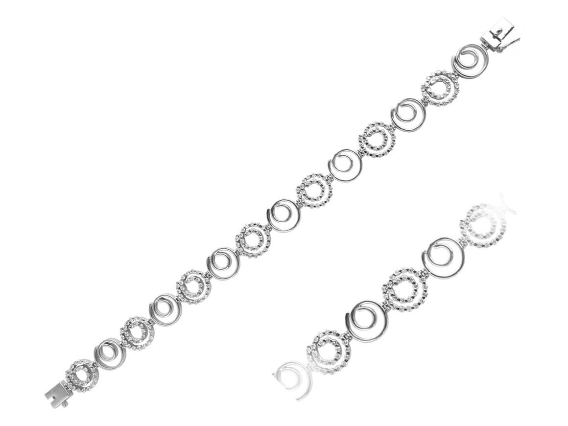 2.24 total carat diamond snail bracelet in 14 K white gold