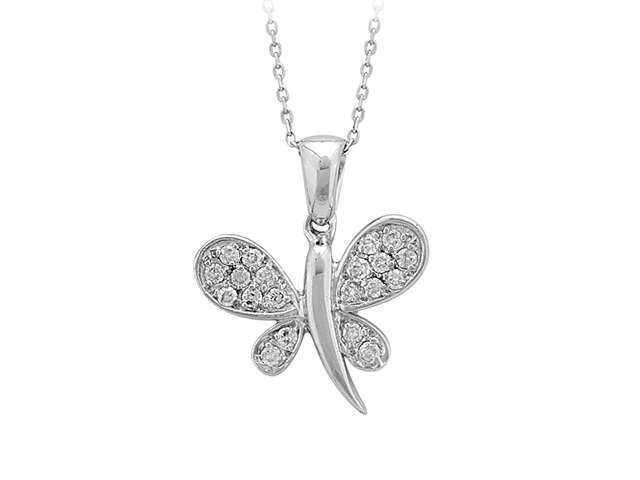 0.23 total carat diamond dragonfly necklace in 14 K white gold