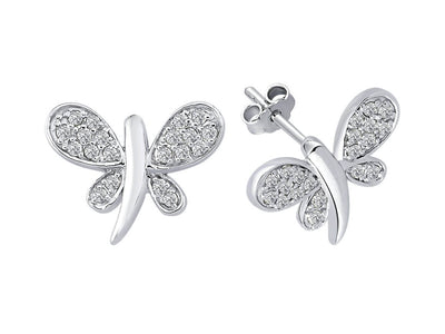 0.46 total carat diamond dragonfly earrings in 14 carat white gold