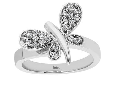 0.23 carat diamond dragonfly ring in 14 carat white gold